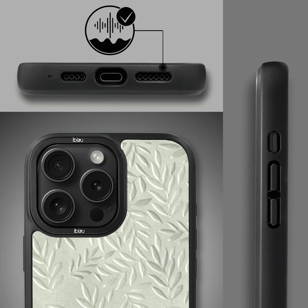 Etui do iPhone 14 Pro Max IBIZU DropGuard Matt z MagSafe, Relief Garden, Ślad oliwki (4)