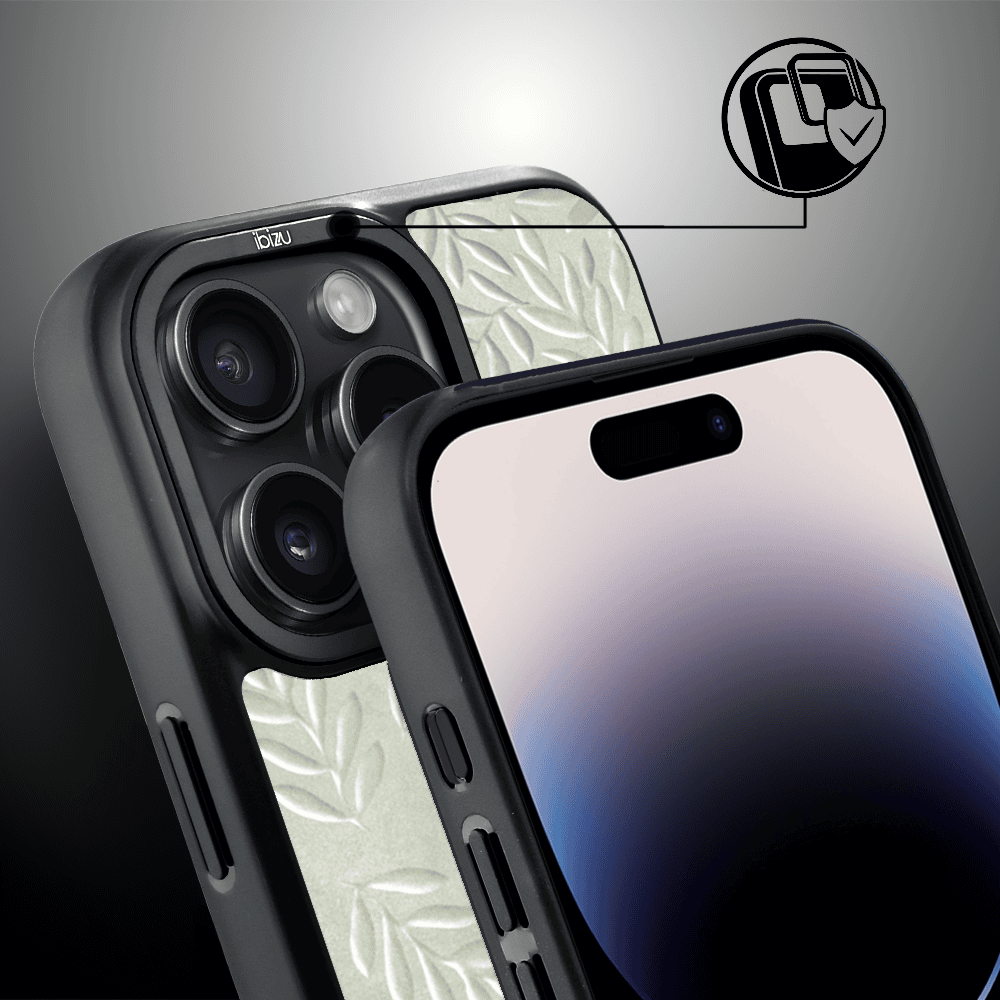 Etui do iPhone 14 Pro Max IBIZU DropGuard Matt z MagSafe, Relief Garden, Ślad oliwki (5)