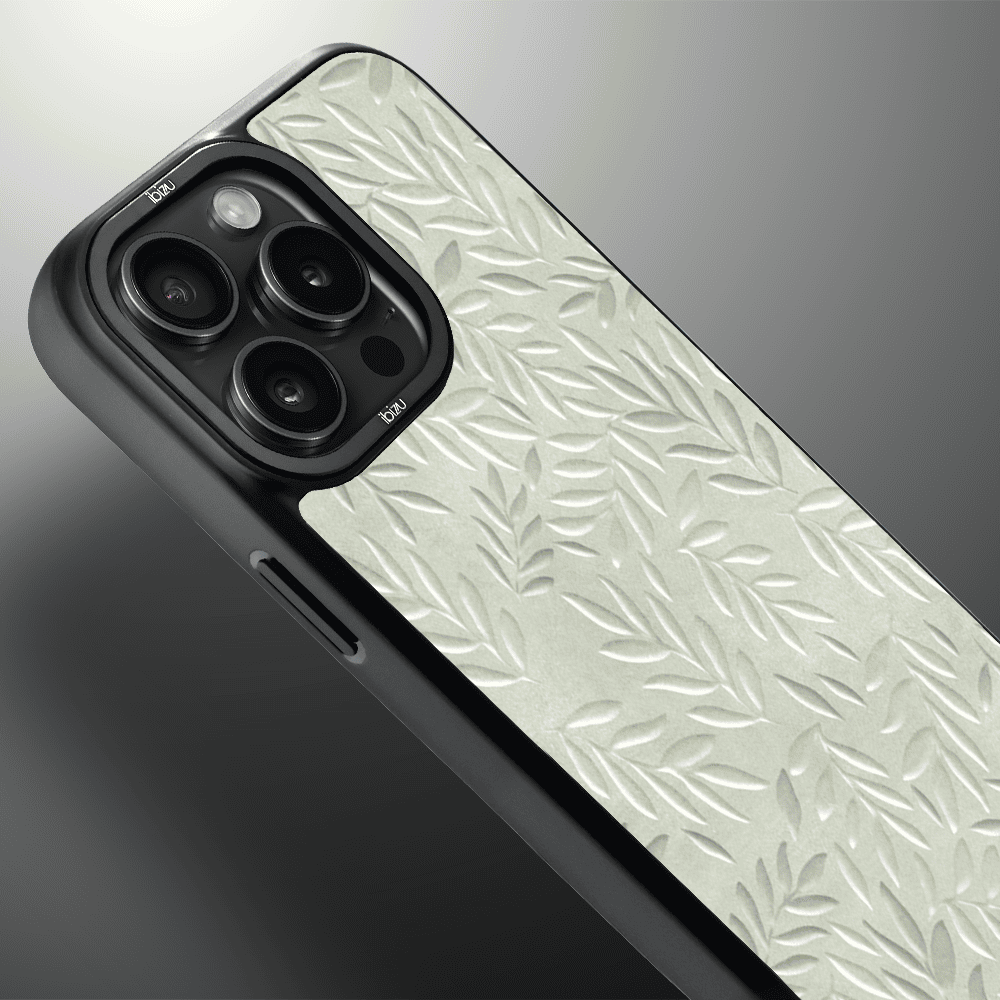 Etui do iPhone 14 Pro Max IBIZU DropGuard Matt z MagSafe, Relief Garden, Ślad oliwki (6)