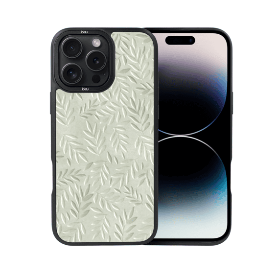 Etui do iPhone 14 Pro Max IBIZU DropGuard Matt z MagSafe, Relief Garden, Ślad oliwki (8)
