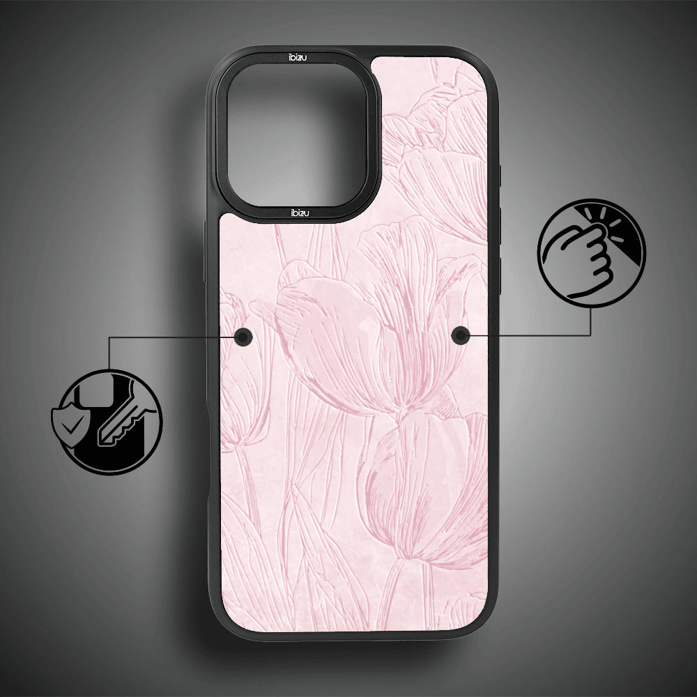 Etui do iPhone 14 Pro Max IBIZU DropGuard Matt z MagSafe, Relief Garden, Tulipanowy fresk (1)