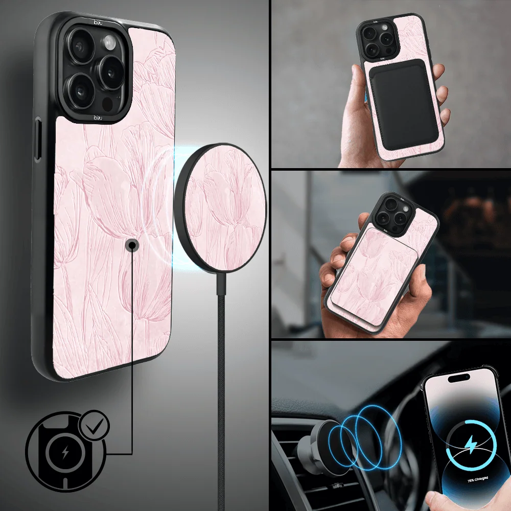 Etui do iPhone 14 Pro Max IBIZU DropGuard Matt z MagSafe, Relief Garden, Tulipanowy fresk (7)