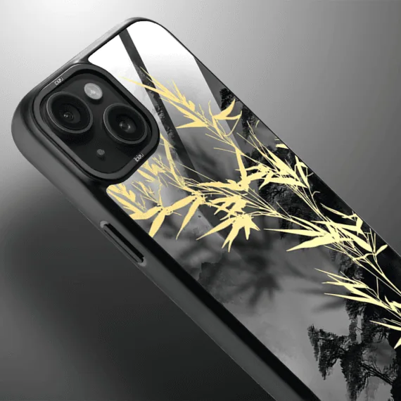 Etui do iPhone 15 IBIZU DropGuard Matt z MagSafe, Azja, Złoty bambus (2)