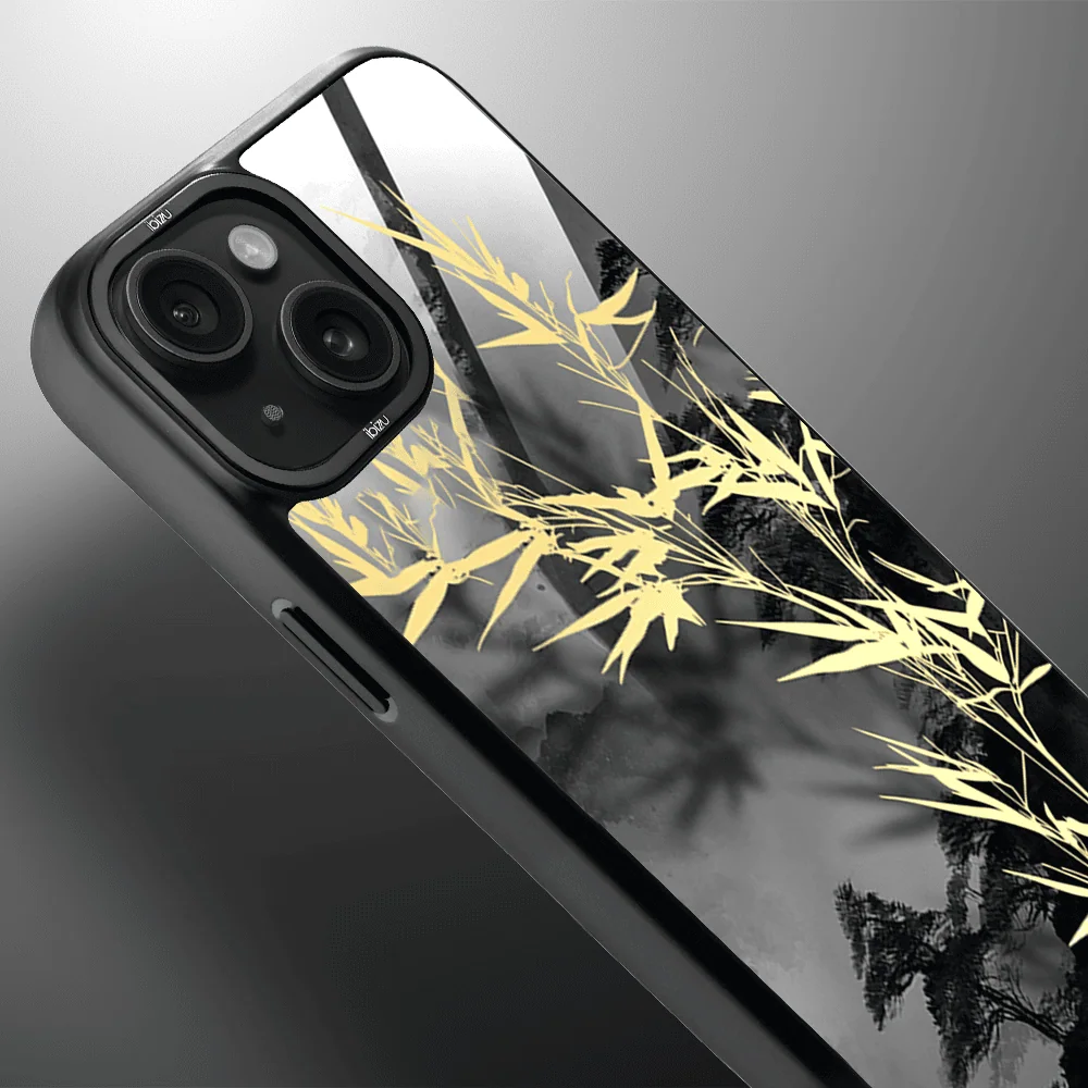Etui do iPhone 15 IBIZU DropGuard Matt z MagSafe, Azja, Złoty bambus (2)