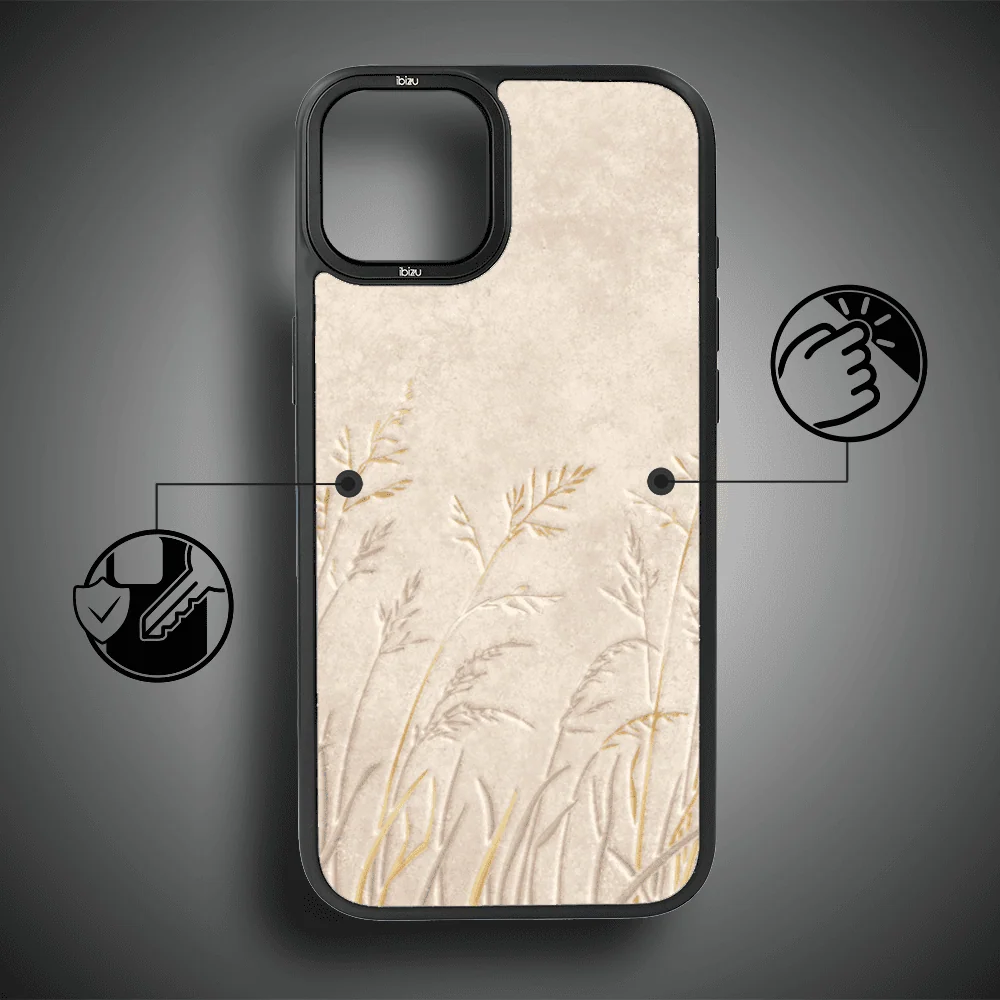 Etui do iPhone 15 IBIZU DropGuard Matt z MagSafe, Boho, Kłosy z piaskowca (7)