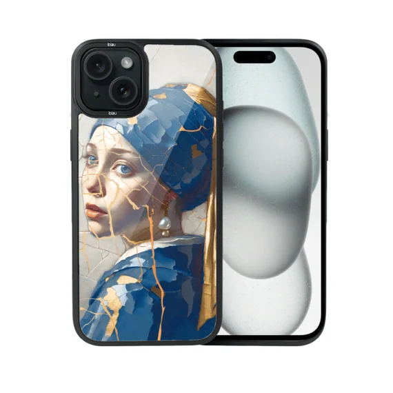 Etui do iPhone 15 IBIZU DropGuard Matt z MagSafe, Kintsugi Art, kobieta z perłą (8)
