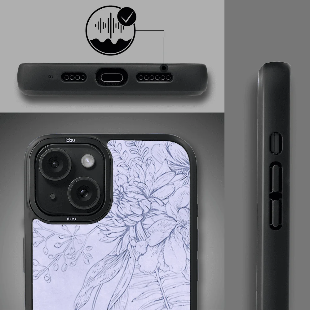 Etui do iPhone 15 IBIZU DropGuard Matt z MagSafe, Relief Garden, Kwiatowa płaskorzeźba (2)