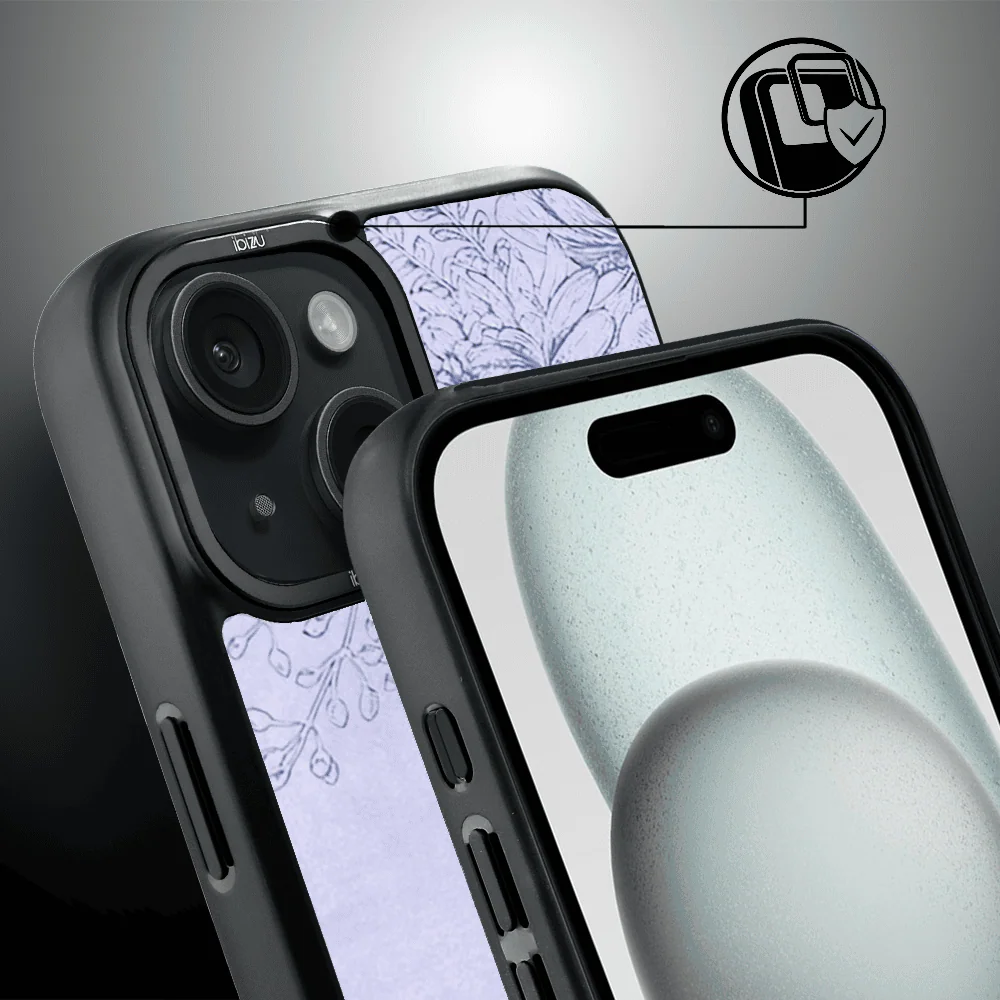 Etui do iPhone 15 IBIZU DropGuard Matt z MagSafe, Relief Garden, Kwiatowa płaskorzeźba (3)