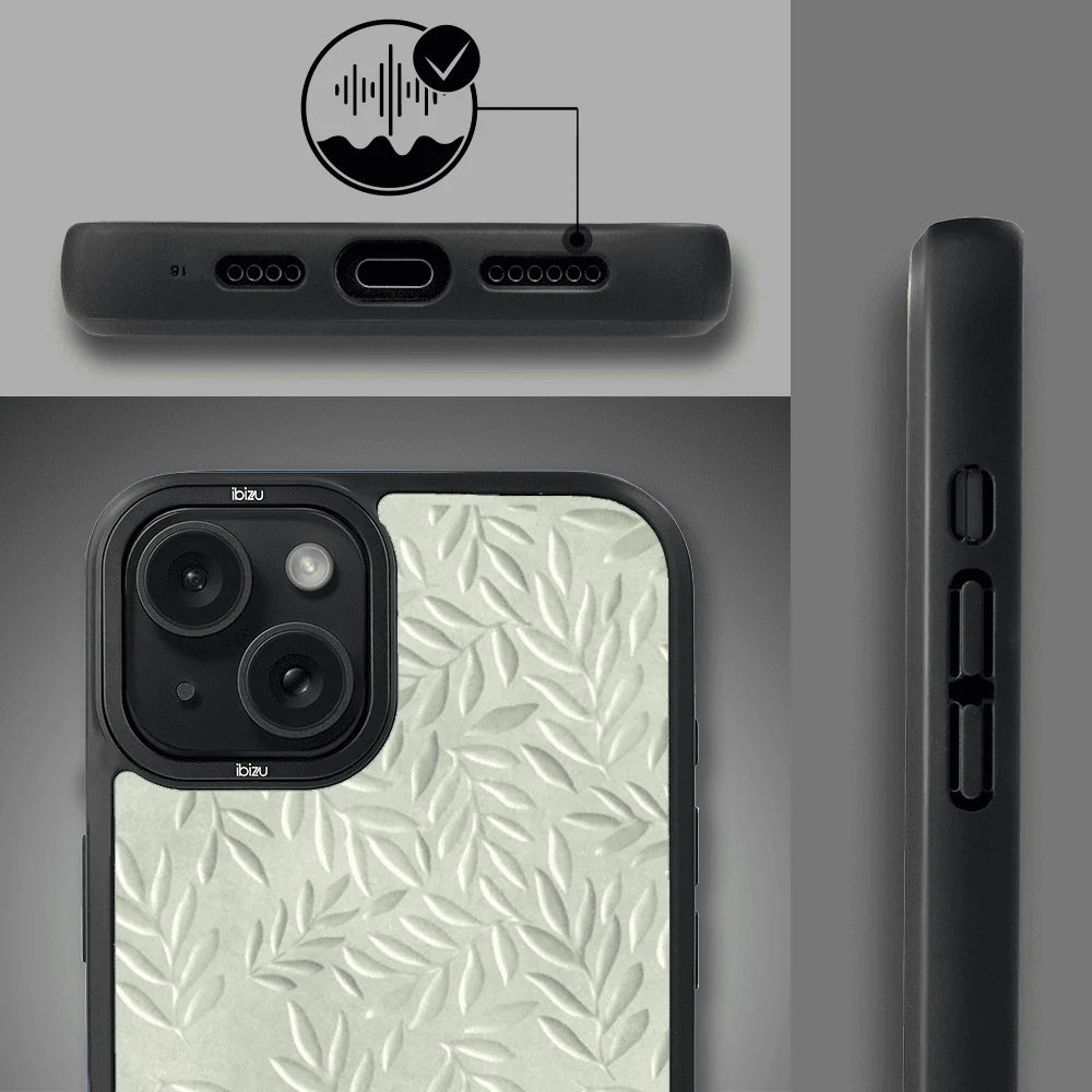 Etui do iPhone 15 IBIZU DropGuard Matt z MagSafe, Relief Garden, Ślad oliwki (3)