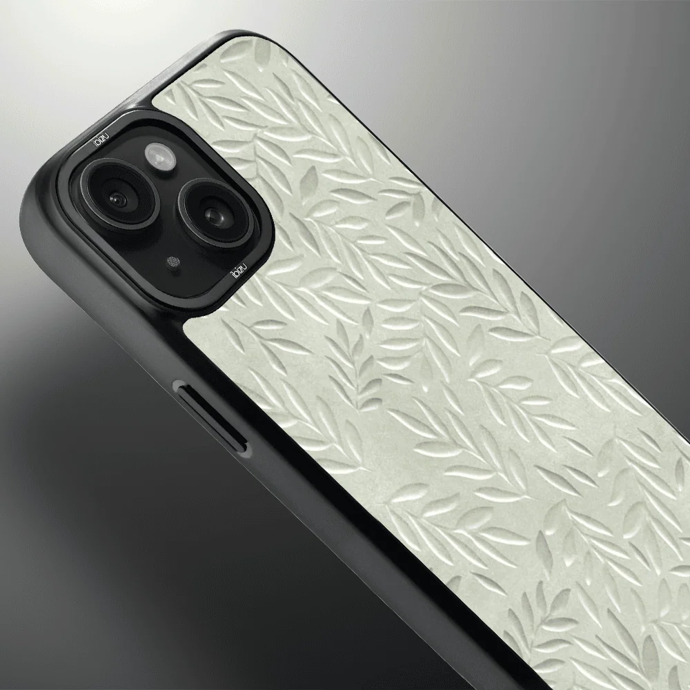 Etui do iPhone 15 IBIZU DropGuard Matt z MagSafe, Relief Garden, Ślad oliwki (5)