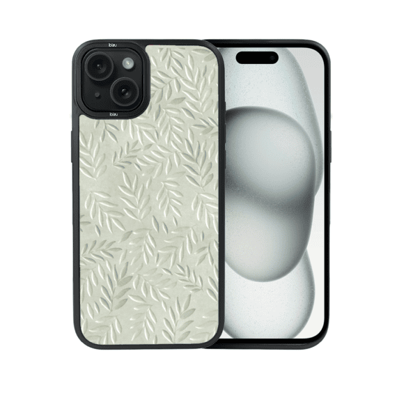 Etui do iPhone 15 IBIZU DropGuard Matt z MagSafe, Relief Garden, Ślad oliwki (7)