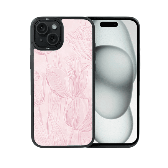 Etui do iPhone 15 IBIZU DropGuard Matt z MagSafe, Relief Garden, Tulipanowy fresk1