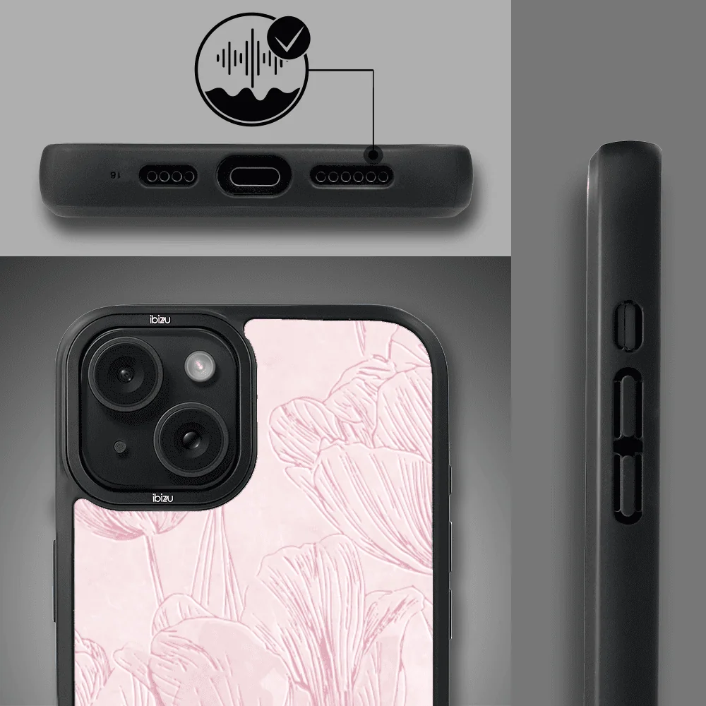 Etui do iPhone 15 IBIZU DropGuard Matt z MagSafe, Relief Garden, Tulipanowy fresk4