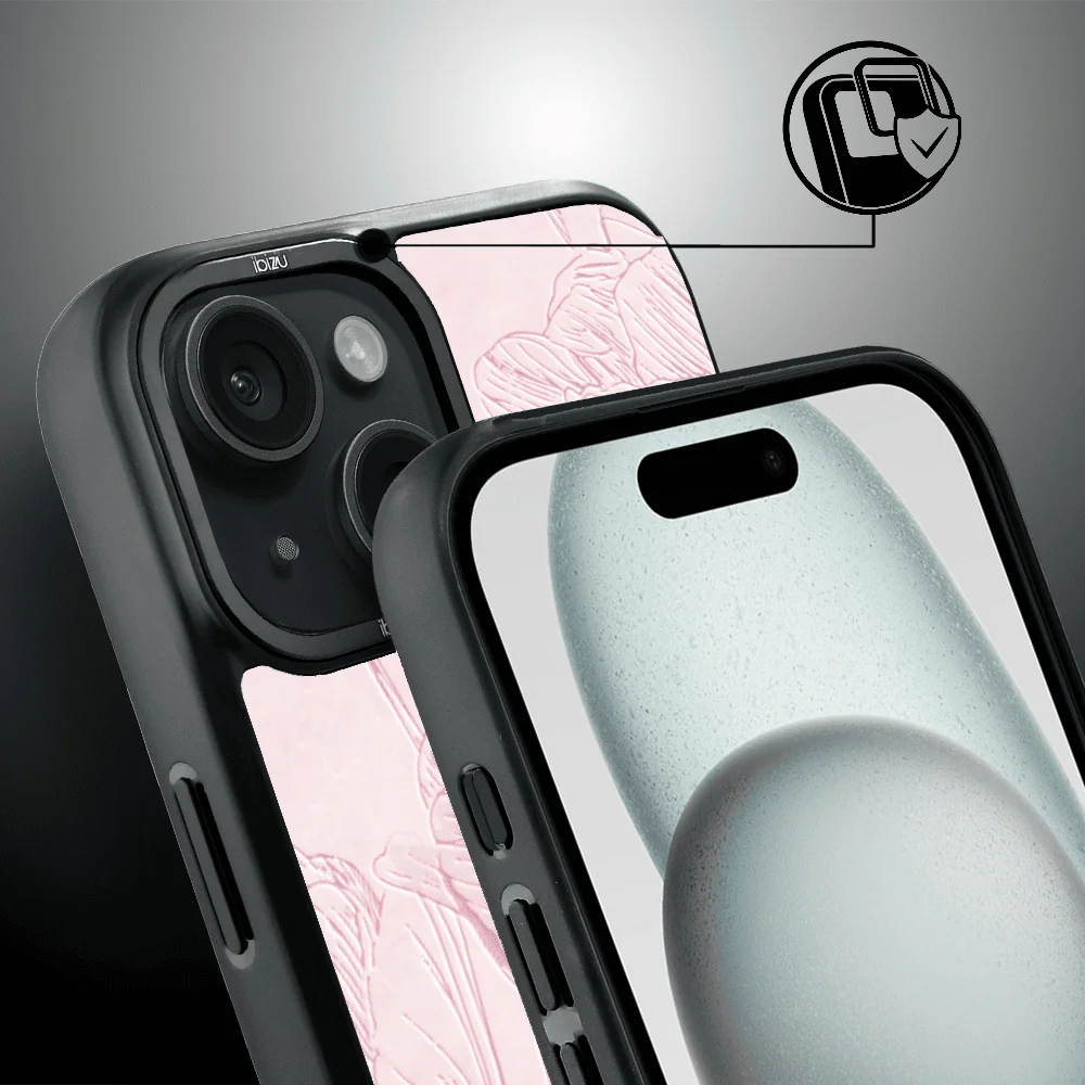 Etui do iPhone 15 IBIZU DropGuard Matt z MagSafe, Relief Garden, Tulipanowy fresk5