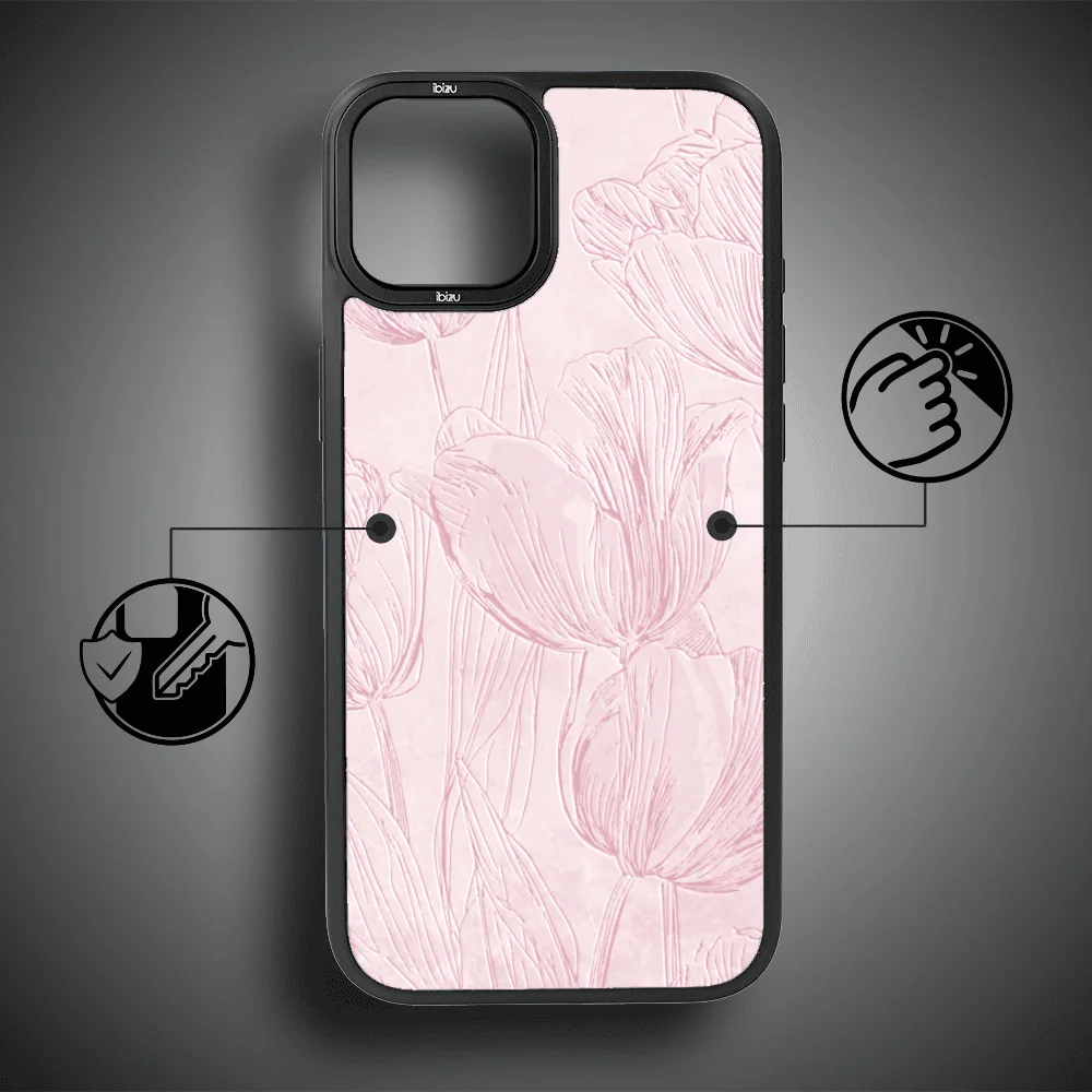 Etui do iPhone 15 IBIZU DropGuard Matt z MagSafe, Relief Garden, Tulipanowy fresk8