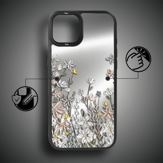 Etui do iPhone 15 IBIZU DropGuard Matt z MagSafe, Relief Garden, Wiosenna łąka (8)