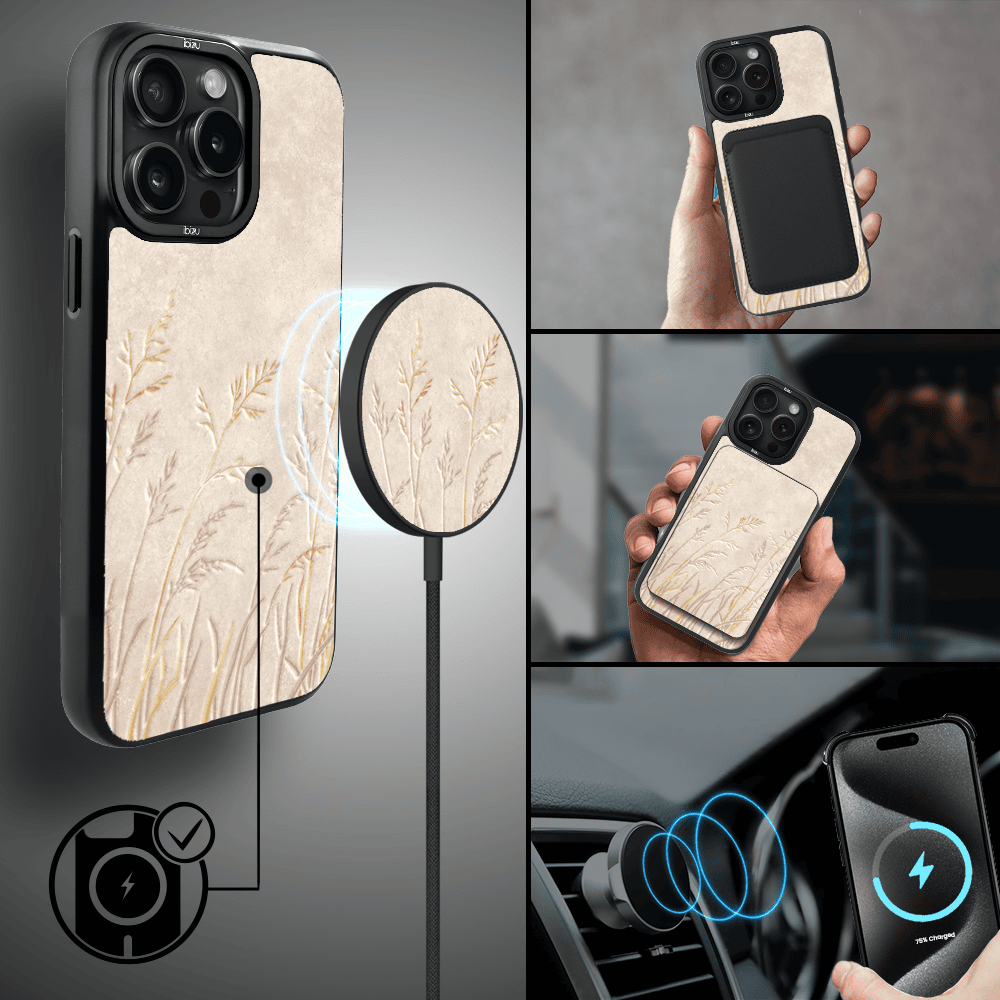 Etui do iPhone 15 Pro IBIZU DropGuard Matt z MagSafe, Boho, Kłosy z piaskowca (6)