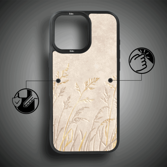 Etui do iPhone 15 Pro IBIZU DropGuard Matt z MagSafe, Boho, Kłosy z piaskowca (8)