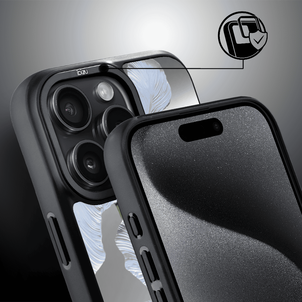 Etui do iPhone 15 Pro IBIZU DropGuard Matt z MagSafe, Relief Garden, Błękitny Irys (3)