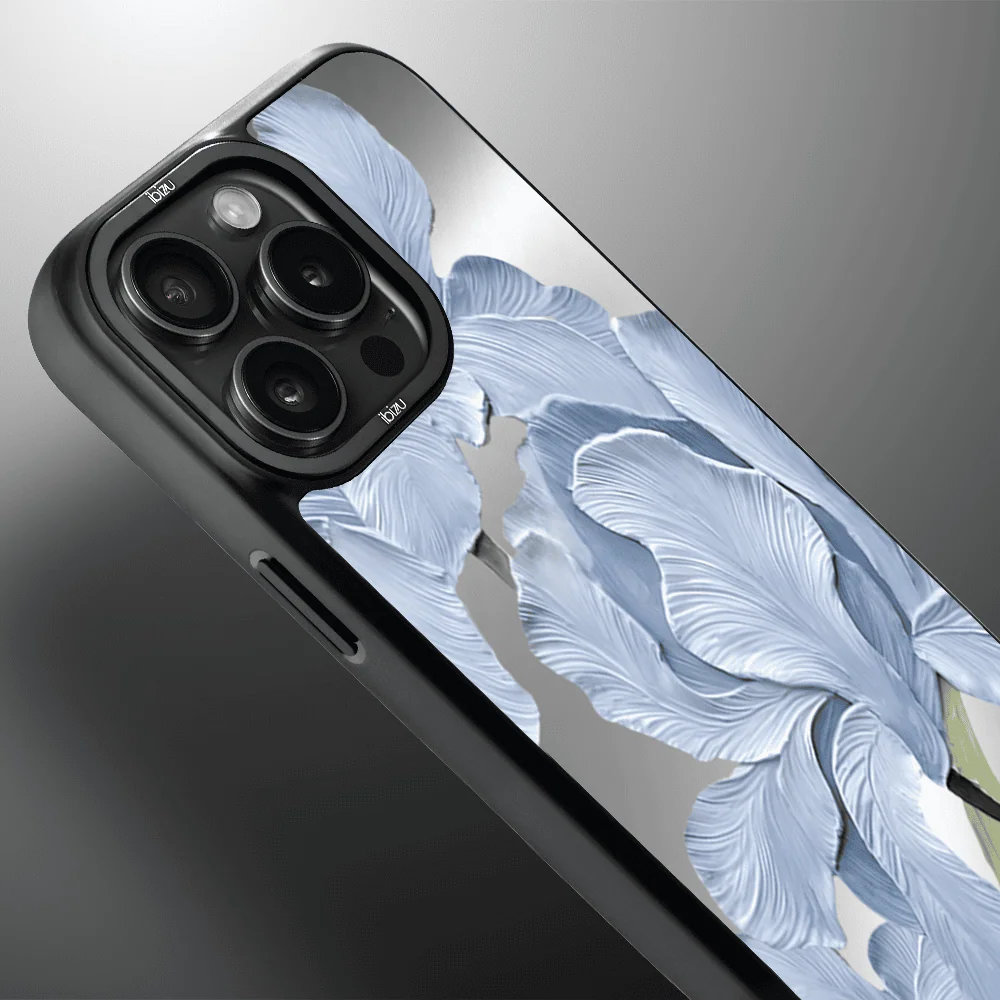 Etui do iPhone 15 Pro IBIZU DropGuard Matt z MagSafe, Relief Garden, Błękitny Irys (4)