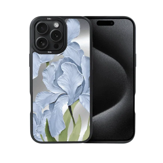 Etui do iPhone 15 Pro IBIZU DropGuard Matt z MagSafe, Relief Garden, Błękitny Irys (6)