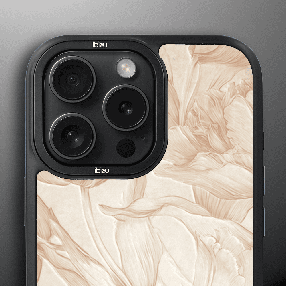 Etui do iPhone 15 Pro IBIZU DropGuard Matt z MagSafe, Relief Garden, Botaniczny biskwit (3)