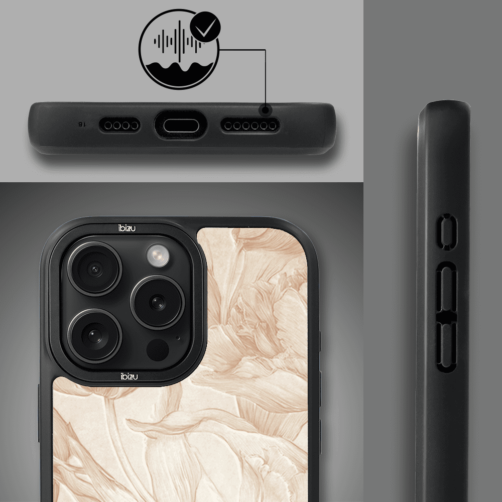 Etui do iPhone 15 Pro IBIZU DropGuard Matt z MagSafe, Relief Garden, Botaniczny biskwit (4)