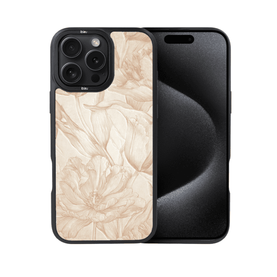 Etui do iPhone 15 Pro IBIZU DropGuard Matt z MagSafe, Relief Garden, Botaniczny biskwit (8)