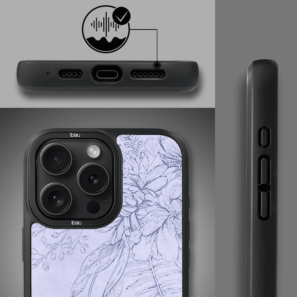 Etui do iPhone 15 Pro IBIZU DropGuard Matt z MagSafe, Relief Garden, Kwiatowa płaskorzeźba (1)