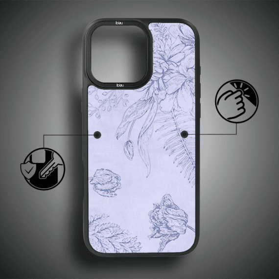 Etui do iPhone 15 Pro IBIZU DropGuard Matt z MagSafe, Relief Garden, Kwiatowa płaskorzeźba (6)