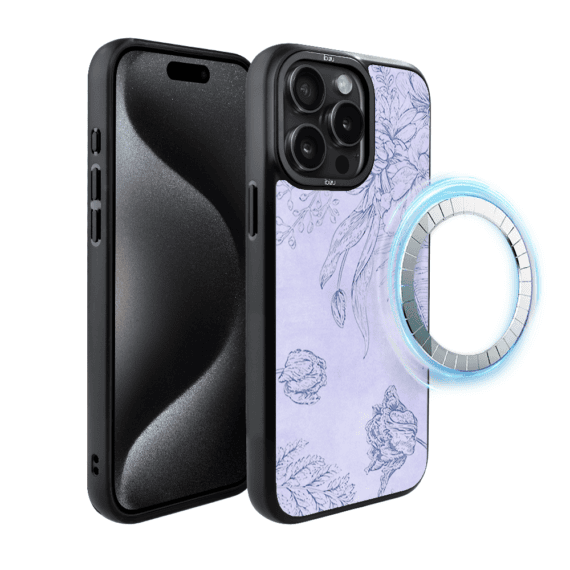 Etui do iPhone 15 Pro IBIZU DropGuard Matt z MagSafe, Relief Garden, Kwiatowa płaskorzeźba (7)