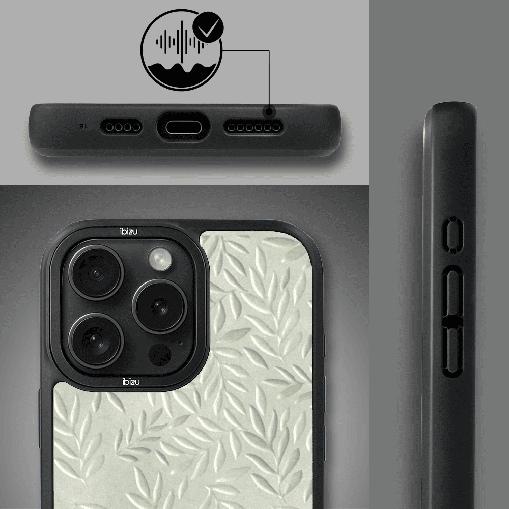 Etui do iPhone 15 Pro IBIZU DropGuard Matt z MagSafe, Relief Garden, Ślad oliwki (2)