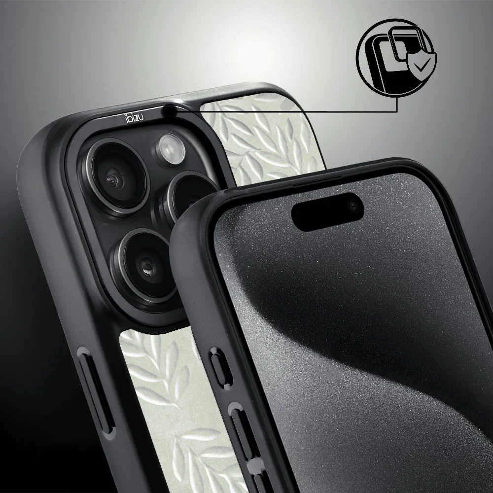 Etui do iPhone 15 Pro IBIZU DropGuard Matt z MagSafe, Relief Garden, Ślad oliwki (3)