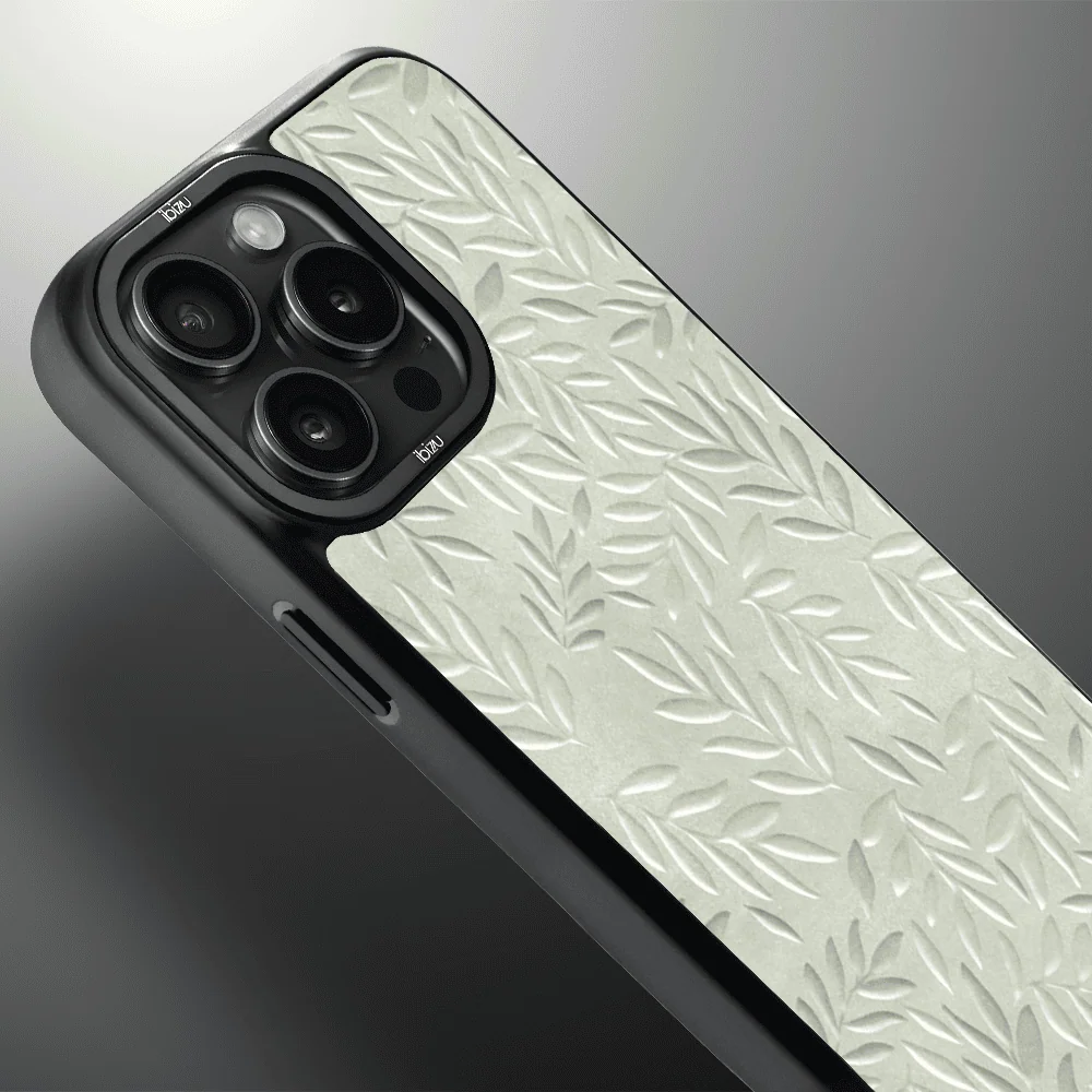Etui do iPhone 15 Pro IBIZU DropGuard Matt z MagSafe, Relief Garden, Ślad oliwki (4)