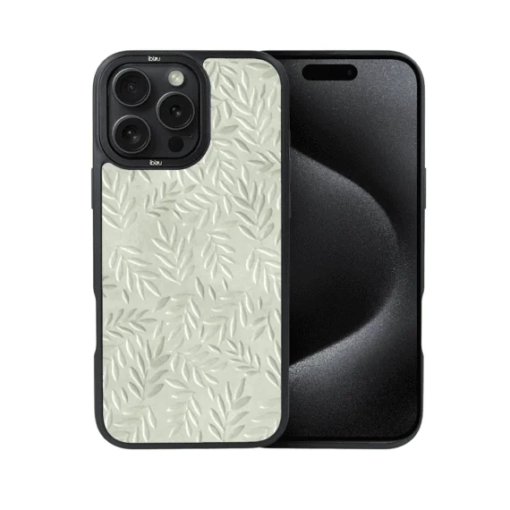 Etui do iPhone 15 Pro IBIZU DropGuard Matt z MagSafe, Relief Garden, Ślad oliwki (6)