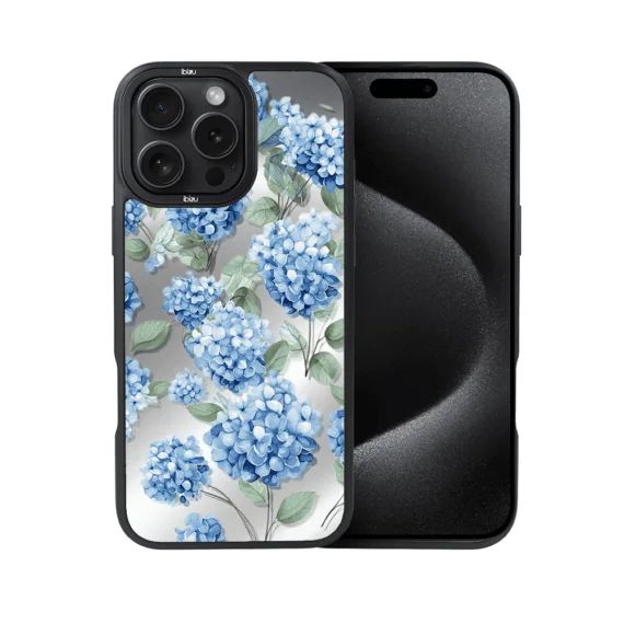 Etui do iPhone 15 Pro IBIZU DropGuard Matt z MagSafe, Relief Garden, Szafirowa Hortensja (6)