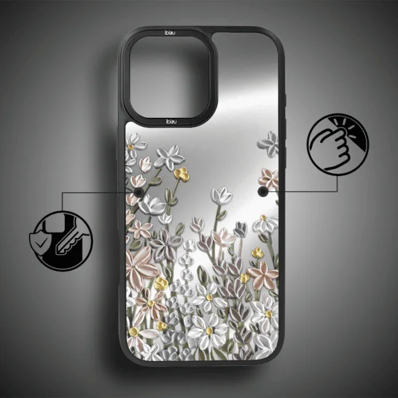 Etui do iPhone 15 Pro IBIZU DropGuard Matt z MagSafe, Relief Garden, Wiosenna łąka (8)