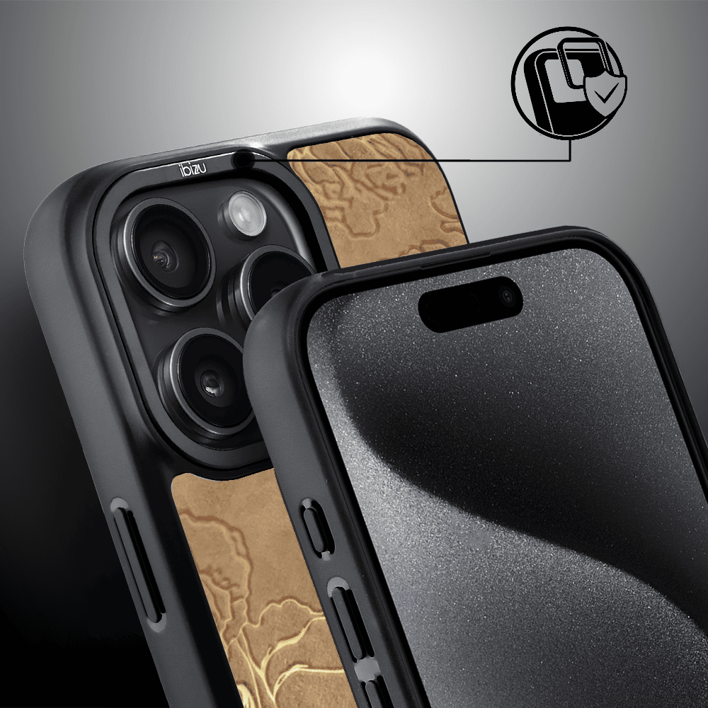 Etui do iPhone 15 Pro IBIZU DropGuard Matt z MagSafe, Relief Garden, Złote piwonie (7)