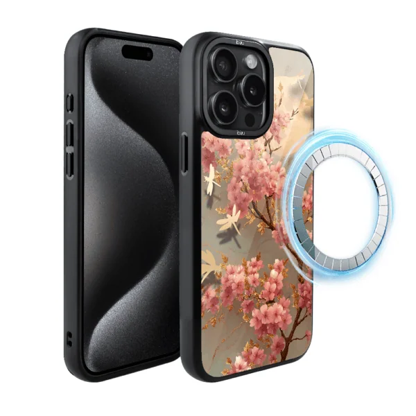 Etui do iPhone 15 Pro Max IBIZU DropGuard Matt z MagSafe, Azja, Taniec sakury (6)