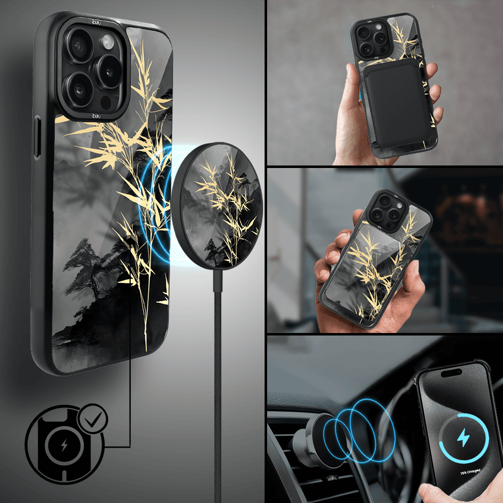 Etui do iPhone 15 Pro Max IBIZU DropGuard Matt z MagSafe, Azja, Złoty bambus (1)
