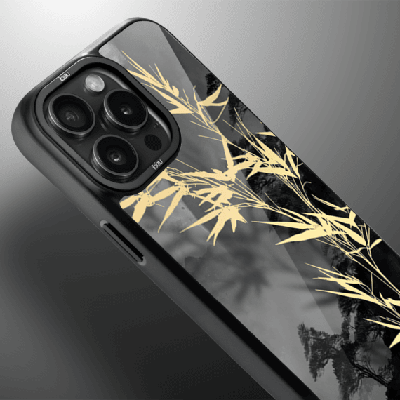 Etui do iPhone 15 Pro Max IBIZU DropGuard Matt z MagSafe, Azja, Złoty bambus (2)