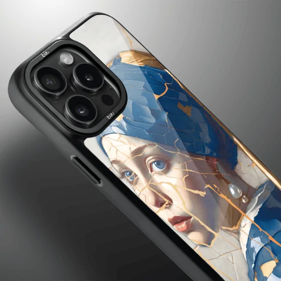 Etui do iPhone 15 Pro Max IBIZU DropGuard Matt z MagSafe, Kintsugi Art, kobieta z perłą (2)