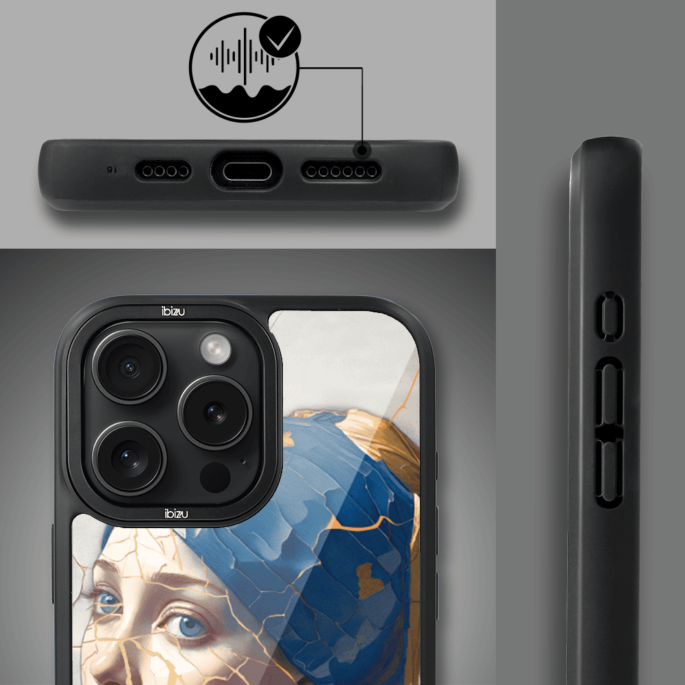 Etui do iPhone 15 Pro Max IBIZU DropGuard Matt z MagSafe, Kintsugi Art, kobieta z perłą (4)