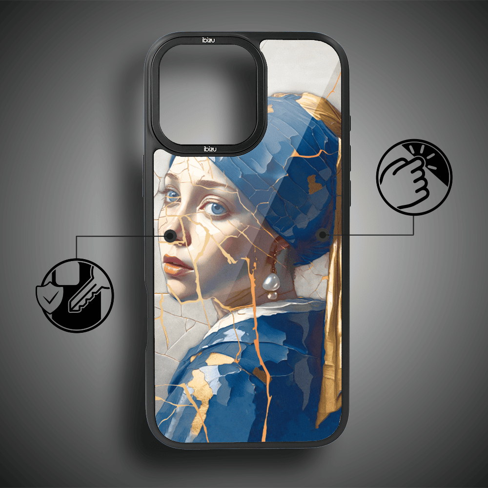 Etui do iPhone 15 Pro Max IBIZU DropGuard Matt z MagSafe, Kintsugi Art, kobieta z perłą (7)