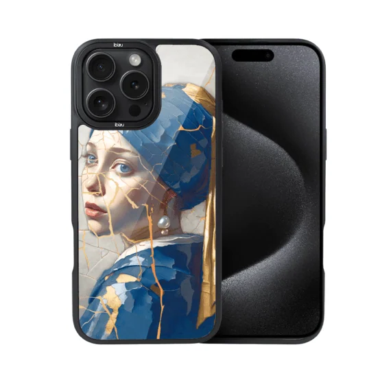 Etui do iPhone 15 Pro Max IBIZU DropGuard Matt z MagSafe, Kintsugi Art, kobieta z perłą (8)
