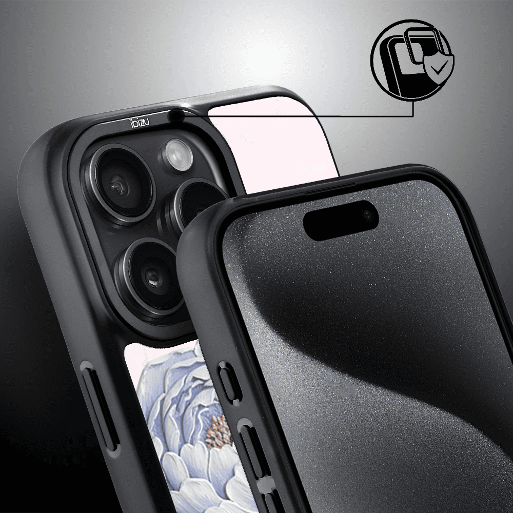 Etui do iPhone 15 Pro Max IBIZU DropGuard Matt z MagSafe, Relief Garden, Piwoniowy róż (7)