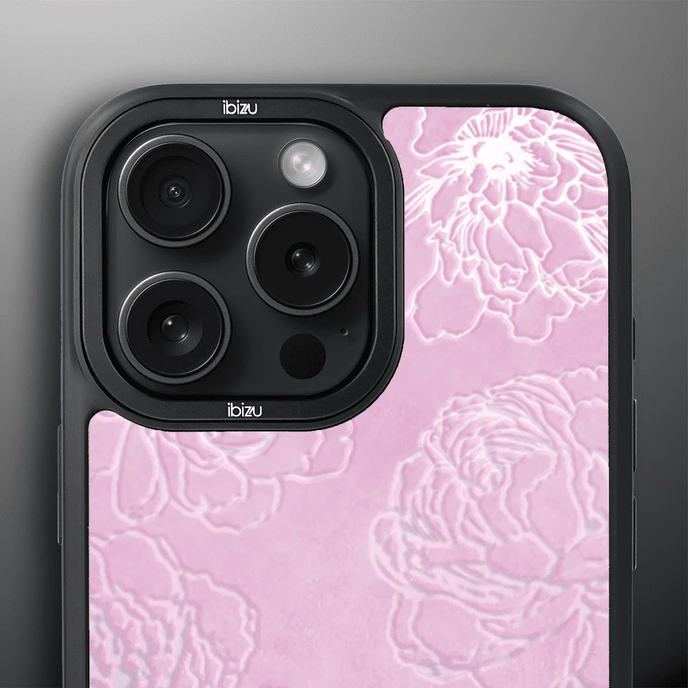 Etui do iPhone 15 Pro Max IBIZU DropGuard Matt z MagSafe, Relief Garden, Różowe piwonie (6)