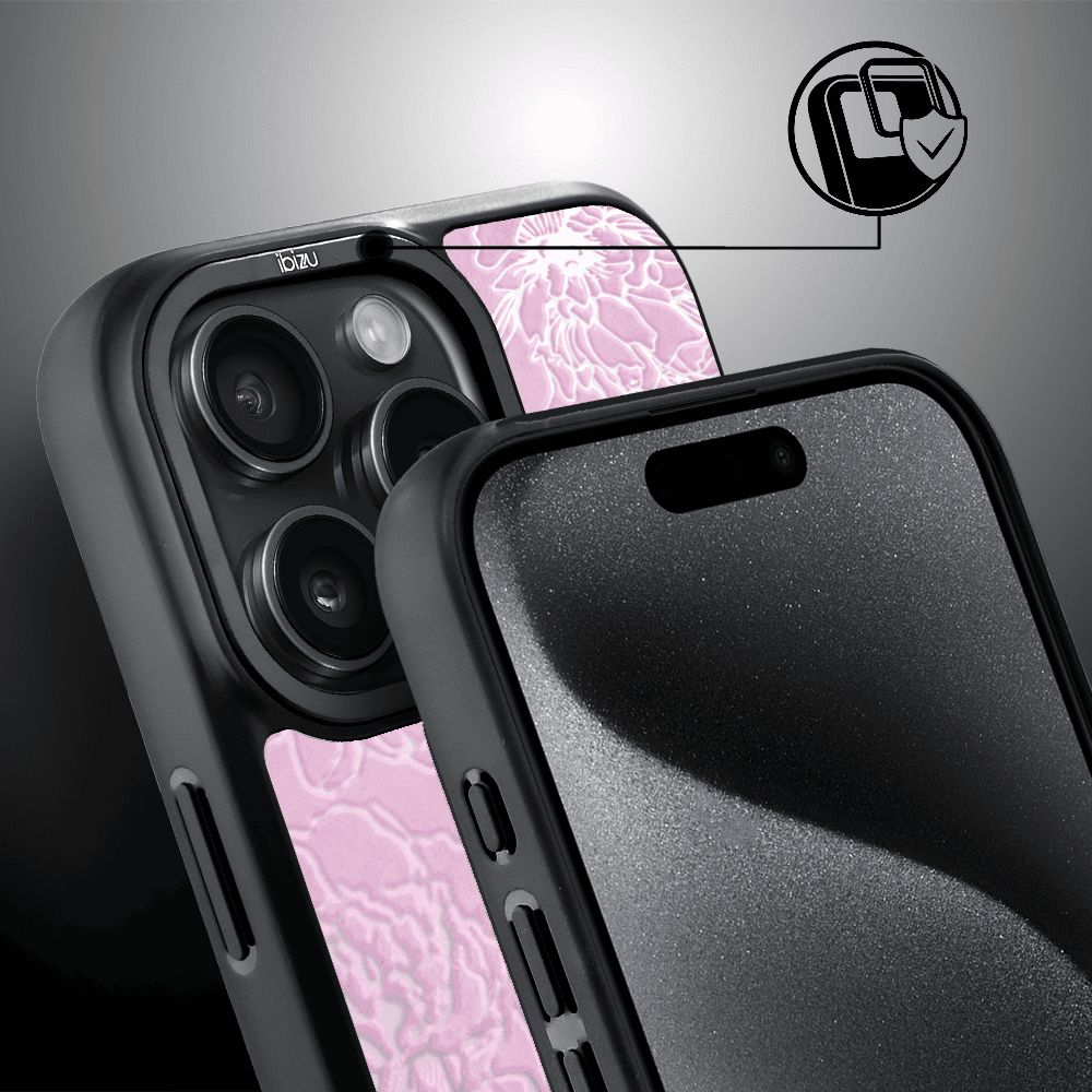 Etui do iPhone 15 Pro Max IBIZU DropGuard Matt z MagSafe, Relief Garden, Różowe piwonie (8)