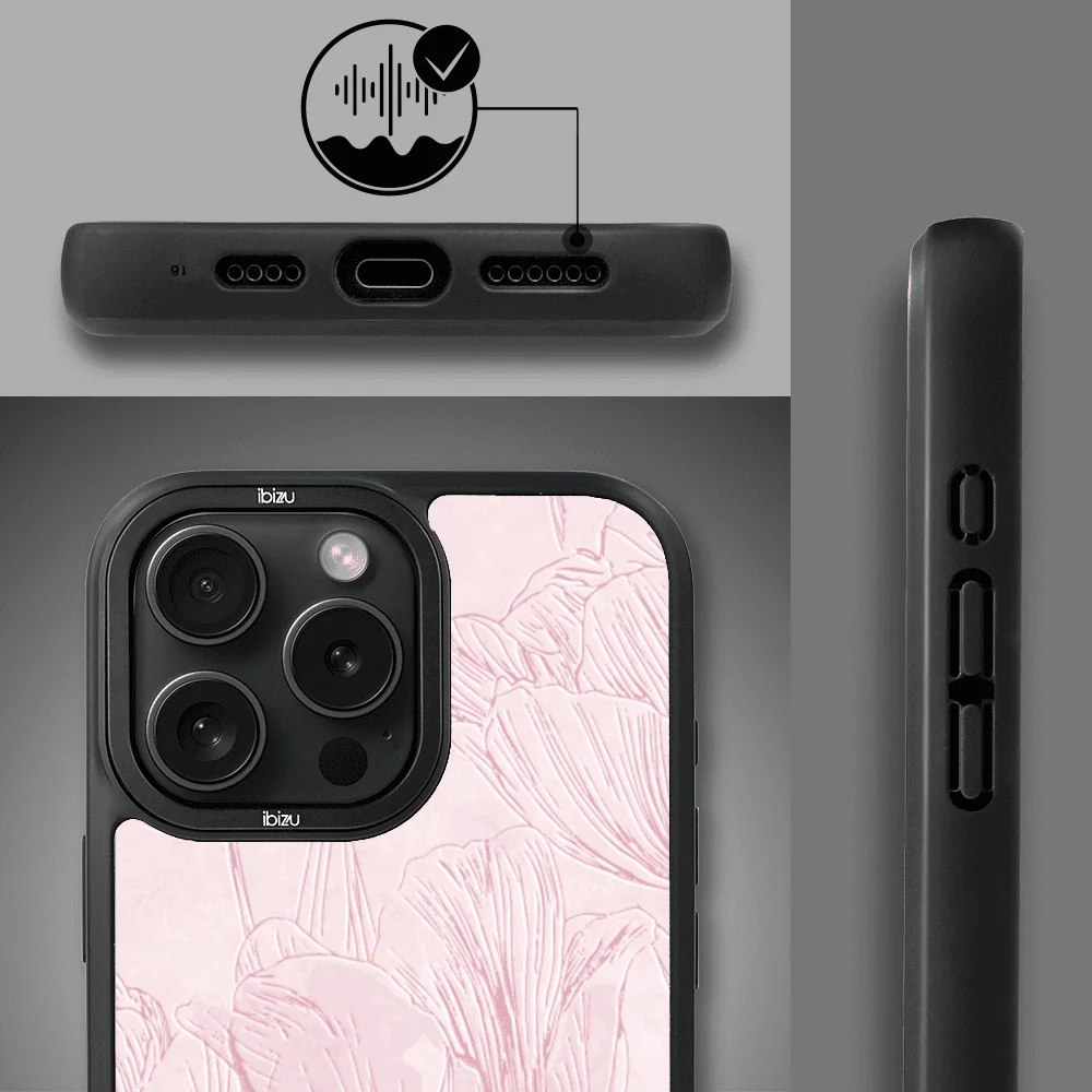 Etui do iPhone 15 Pro Max IBIZU DropGuard Matt z MagSafe, Relief Garden, Tulipanowy fresk3