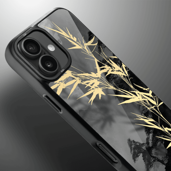 Etui do iPhone 16 IBIZU DropGuard Matt z MagSafe, Azja, Złoty bambus (1)